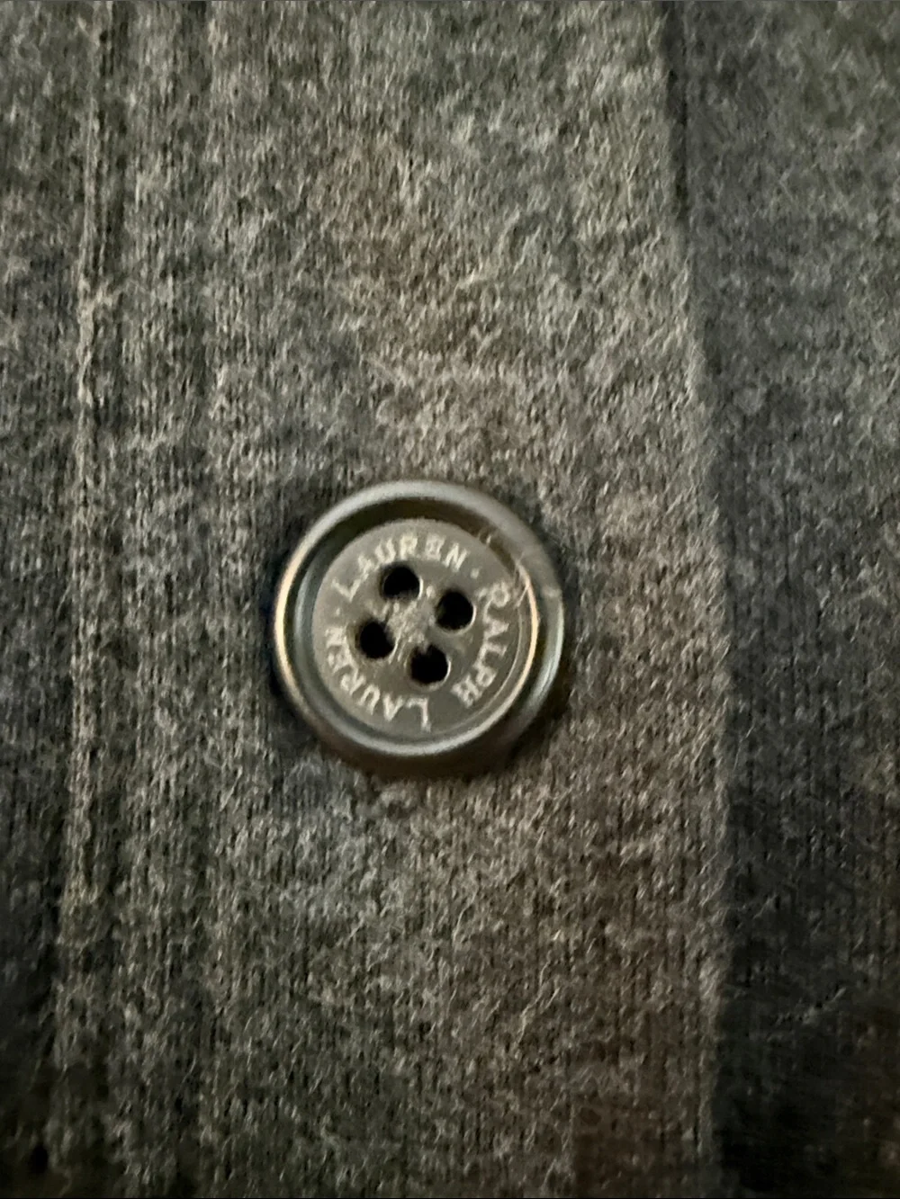 Lauren Ralph Lauren Charcoal Button-Up Funnel Neck Sweater